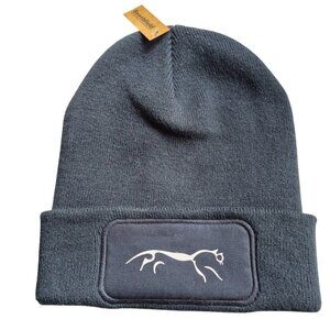 Beechfield Black Knit Toque Beanie with White Horse Patch – New